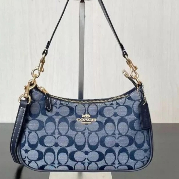 Coach Navy and Gold Shoulder Bag - Picture 1 of 4